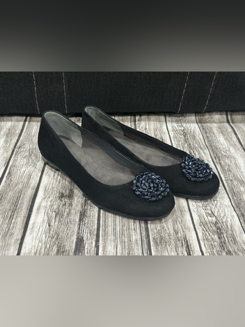 Aerosoles Women's Black Suede BECXotic Ballet Flat 8.5 M NEW